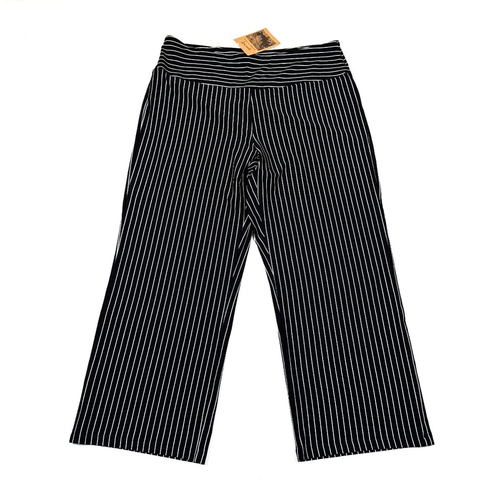 Habitat Clothes to Live Wide Leg Crop‎ Pants Women L NWT Elastic Waist Stretch